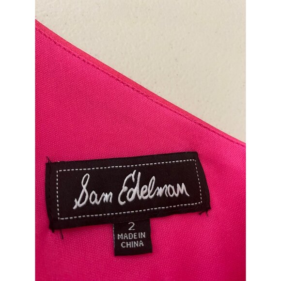 Sam Edelman Midi Dress Hot Pink One-Shoulder Side Slit Size 2 - Picture 3 of 9